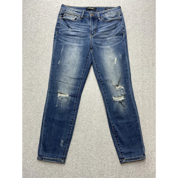Judy Blue Denim - Judy Blue Jeans Womens 30 Relaxed Fit Distressed Ripped Denim Stretch Casual Pan